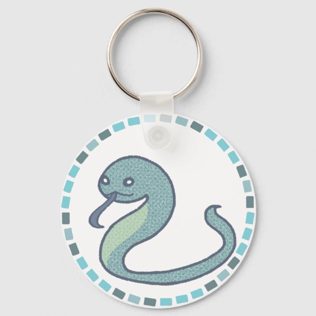 CHAVEIRO 青タイル＆爽やかな緑のへびイラスト (Frente)