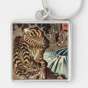 Chaveiro 龍虎, tigre do 国芳 & dragão, Kuniyoshi, Ukiy