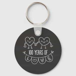 Chaveiro 100º aniversário do Gift Chalk Hearts