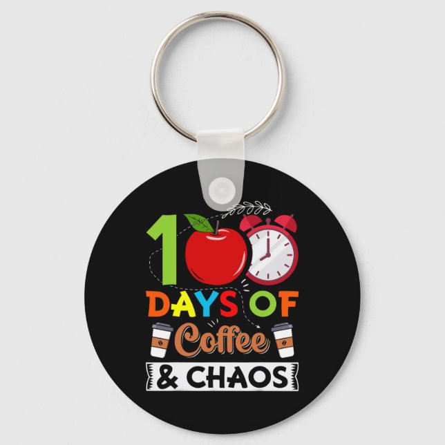 Chaveiro 100º Professor De Costume Escolar 100 Dias De Café (Frente)
