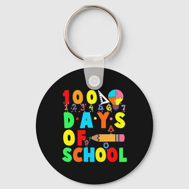 Chaveiro 100.º Dia de Professores Crianças Felizes 100 D (Frente)