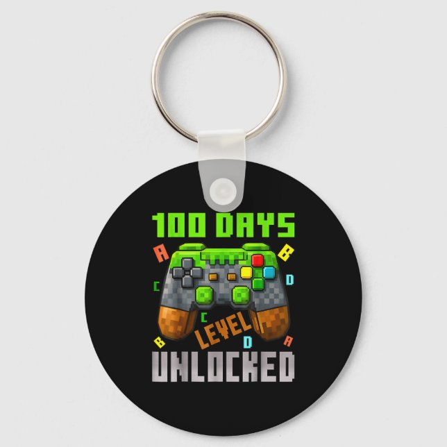 Chaveiro 100 Days Level Unlocked Gaming 100 Days Of School  (Frente)