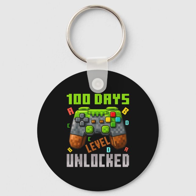 Chaveiro 100 Days Level Unlocked Gaming 100 Days Of School  (Frente)