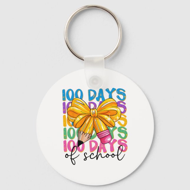 Chaveiro 100 Days Of School Celebration Pencil Bow Teacher  (Frente)
