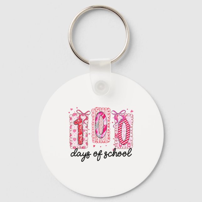 Chaveiro 100 Days Of School Coquette Valentine Girls Teache (Frente)