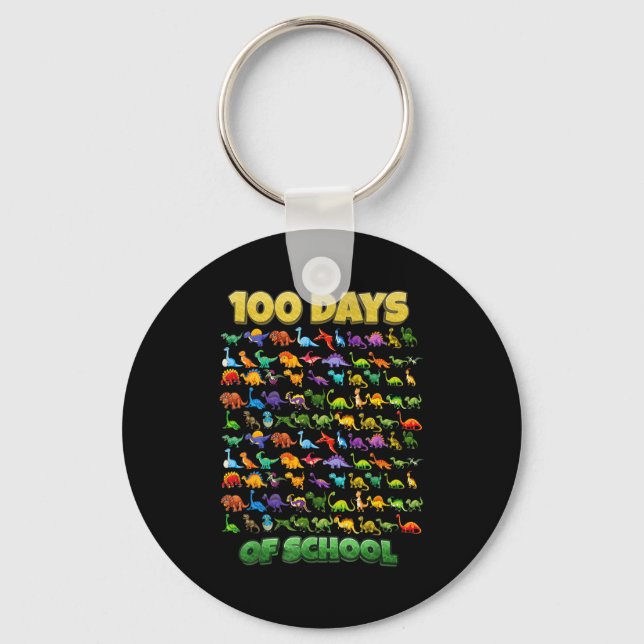 Chaveiro 100 Days Of School Dinosaur 100 Days Smarter  (Frente)