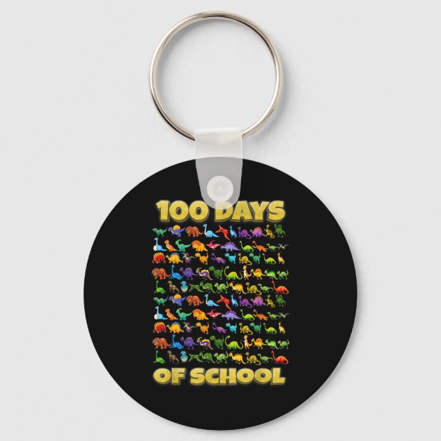 Chaveiro 100 Days Of School Dinosaur 100 Days Smarter  (Frente)