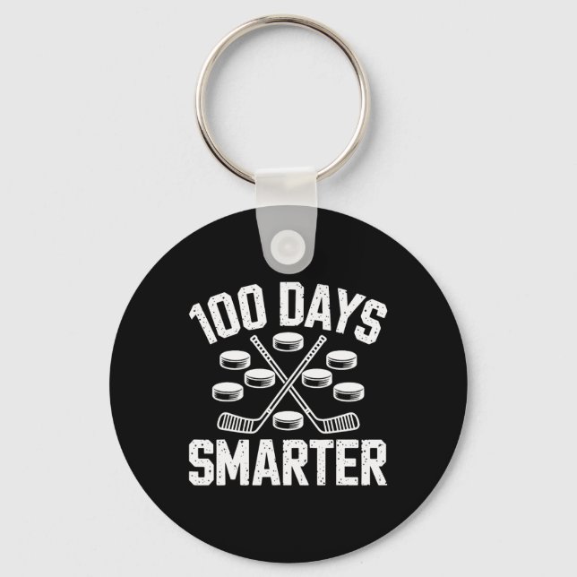 Chaveiro 100 Days Smarter Hockey 100th Day Of School Studen (Frente)