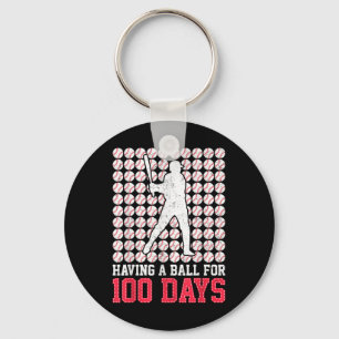Chaveiro 100 Dias De Basebol Escolar 100.º Dia Para Rapazes