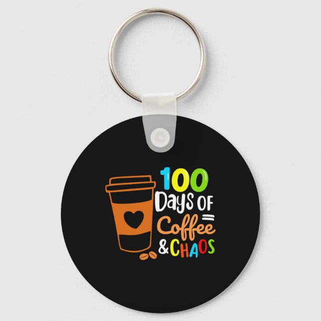 Chaveiro 100 Dias De Café E Caos Feliz 100º Dia De Educação (Frente)