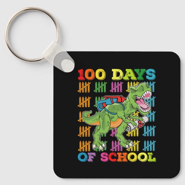 Chaveiro 100 Dias De Escola T Rex Dinossauro Professor Alun (Frente)