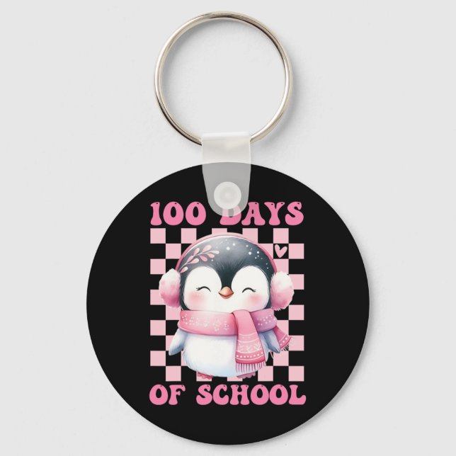 Chaveiro 100 Dias De Pinguim Cuta Escolar Com Escola De Ckp (Frente)