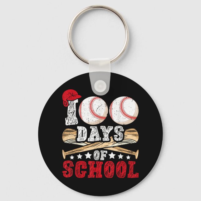 Chaveiro 100 Dias De Professora De Beisebol Escolar (Frente)
