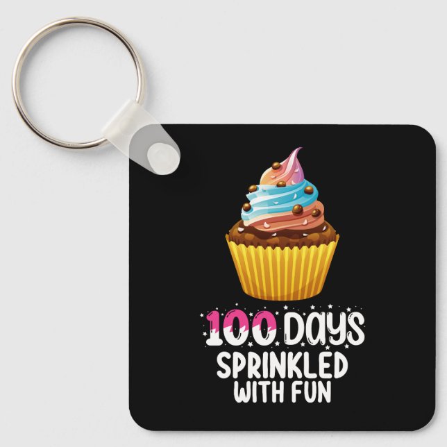 Chaveiro 100 Dias Espalhados Com Diversão Cupcake Professor (Frente)