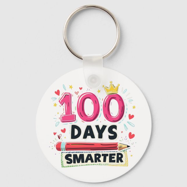 Chaveiro 100 dias mais inteligentes de professor escolar (Frente)