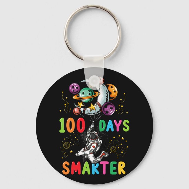 Chaveiro 100 dias mais inteligentes do 100º dia do astronau (Frente)