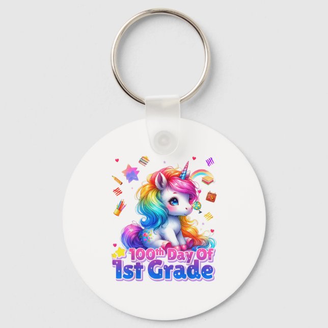 Chaveiro 100th Days Of 1st Grade Unicorn 100 Days Toddler G (Frente)