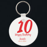 Chaveiro 10.º aniversário adicionar nome data ano vermelho<br><div class="desc">design editável</div>