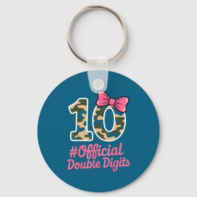 Chaveiro 10 Dígitos Duplos Ilustração Camuflada Rosa (Frente)