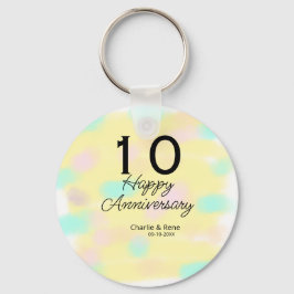 Chaveiro 10 wedding anniversary yellow pastel name retro bo
