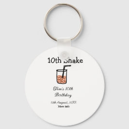 Chaveiro 10th Shake 10th feliz aniversário, milkshake scrib