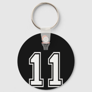 Chaveiro 11 Número de Estilo de Basquete Vintage White Prem