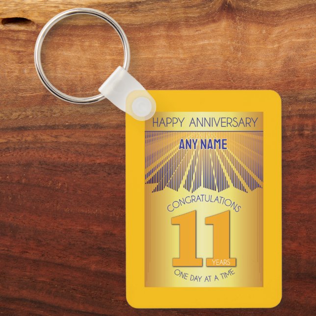Chaveiro 11 Year Sober Anniversary | Golden Ray 12 Step (Frente)