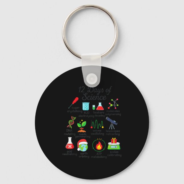 Chaveiro 12 Days Of Science Funny Science Teacher Christmas (Frente)
