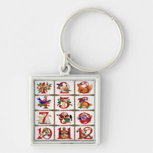 Chaveiro 12 Dias De Presentes De Impressão De Quilt De Nat