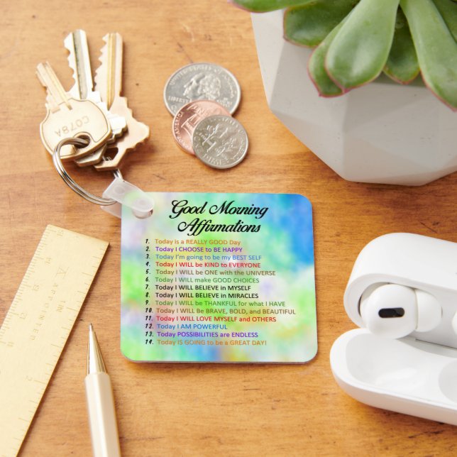 Chaveiro 14 Boas Afirmações de Bom Dia para uma Vida Positi (Mesa)