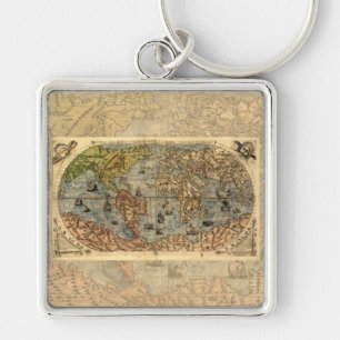 Chaveiro 1565 Mapa Antigo do Mundo de Forlani Cartografia V