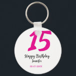Chaveiro 15 aniversário quiencenera adicionar data ano mode<br><div class="desc">design editável</div>