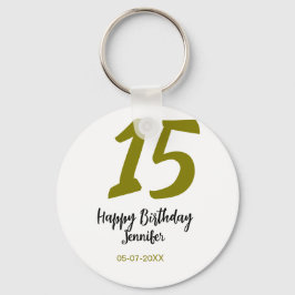 Chaveiro 15 aniversário quiencenera adicionar data ano ouro