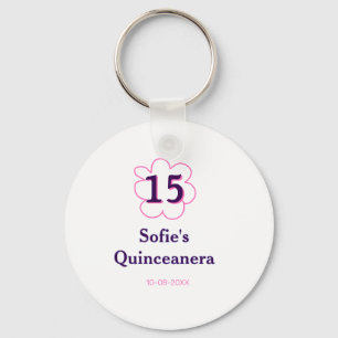 Chaveiro 15 quinceanera feliz aniversário rosa púrpura