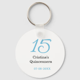 Chaveiro 15th quinceanera birthday blue black bold letter n