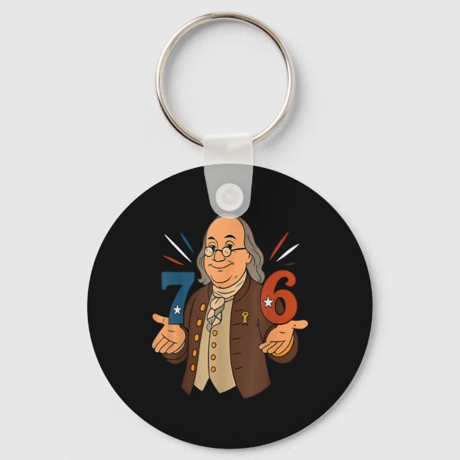 Chaveiro 1776 Engraçado Benjamin Ben Franklin Meme Seis Set (Frente)