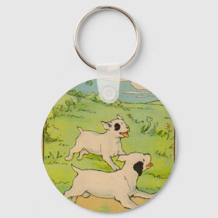 Chaveiro 1914 dois cães correndo