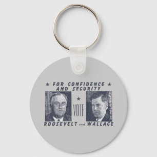 Chaveiro 1940 Vote Roosevelt + Wallace, cinza