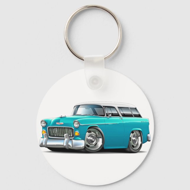 Chaveiro 1955 Chevy Nomad Turquoise-White Car (Frente)