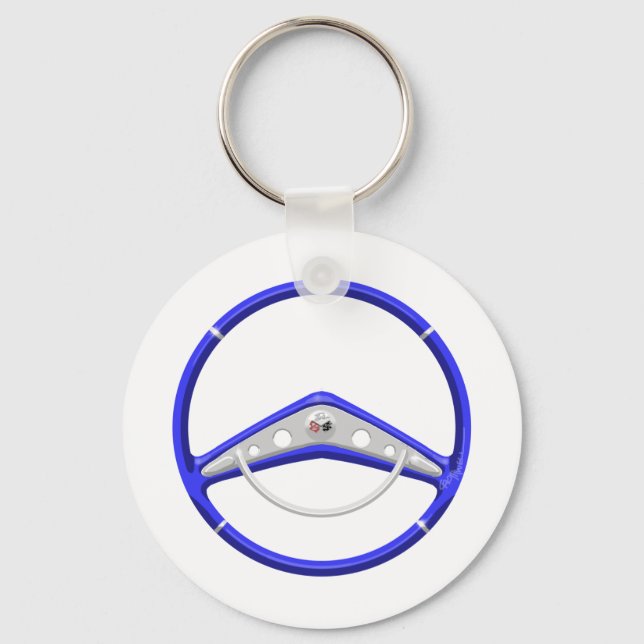 Chaveiro 1959 Roda Azul de Direção do Chevrolet (Frente)