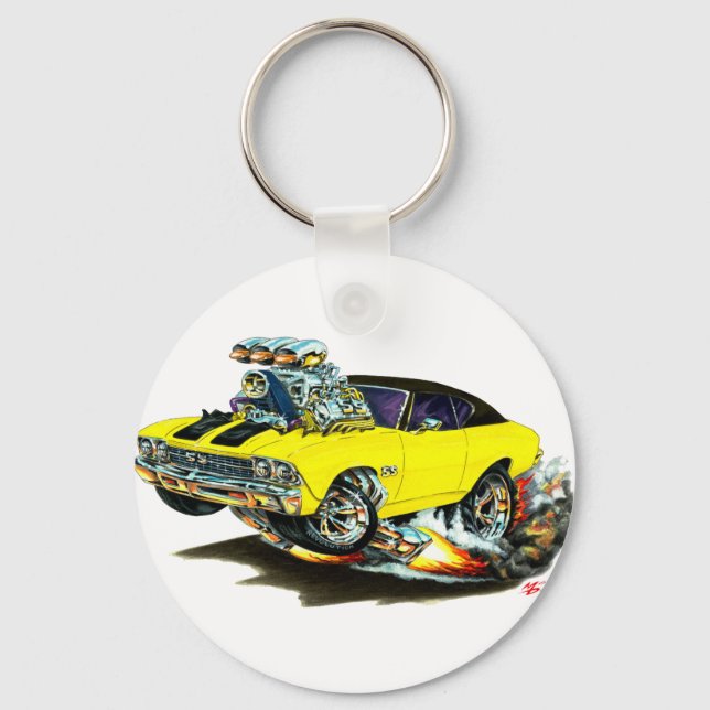 Chaveiro 1968-69 Carro Superior Amarelo-Preto Chevelle (Frente)