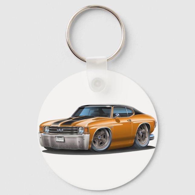Chaveiro 1971-72 Chevelle Orange-Black Top Car (Frente)