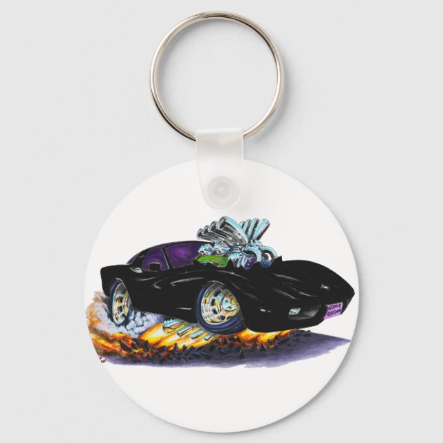 Chaveiro 1977-79 Carro Preto Corvette (Frente)