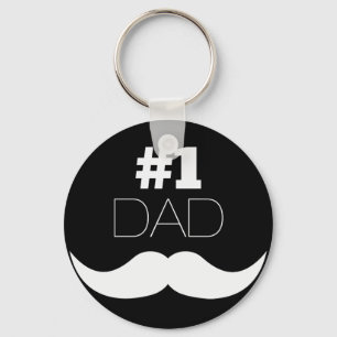 Chaveiro #1 Dad Black and White Mustache - Number One