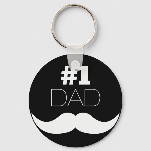 Chaveiro #1 Dad Black and White Mustache - Number One (Frente)