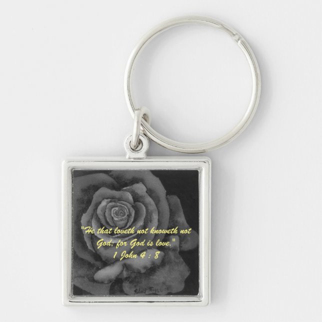 Chaveiro 1 John 4:8 "— para Deus é o amor." Chave de verdad (Frente)