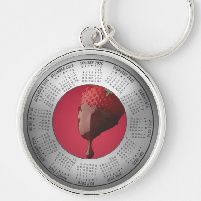 Chaveiro 2026 Calendar Keychain Strawberry and Chocolate (Frente)