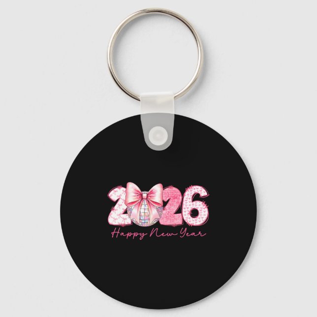 Chaveiro 2026 Happy New Year Nk Coquette Preppy Disco Girly (Frente)