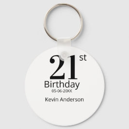Chaveiro 21st birthday bold letter name date simple man boy