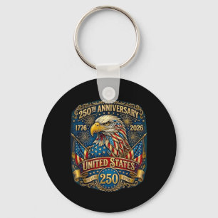 Chaveiro 250 Aniversário Americano 1776 2026 Bandeira EUA 2